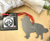 Fluffy Collie Dog Silhouette Metal Ornament