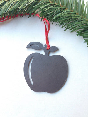 Apple Ornament, Metal Holiday Ornament, Personalized Gift