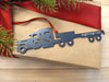 Semi Truck with Step Deck Trailer Ornament