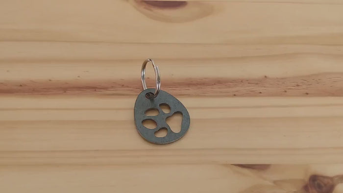 Paw Print Keychain, Pet keychain, Backpack Tag, Zipper Pull, Personalized Gift, Pet Memorial, Steel, Metal