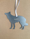Border Collie Dog Silhouette Metal Ornament