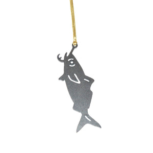 Fish On A Hook Metal Ornament - Burke Metal Work
