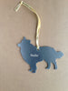 Fluffy Collie Dog Silhouette Metal Ornament