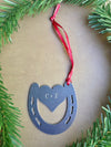 Horse Shoe With Heart Metal Ornament