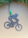 Mountain Bike Girl Metal Ornament