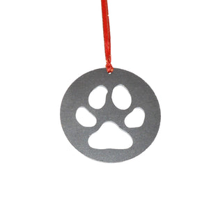 Paw print metal ornament, raw steel - Burke Metal Work