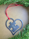 Puzzle Piece In A Heart for Autism Metal Ornament