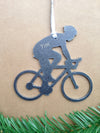 Road Bicycle with Rider Metal Ornament