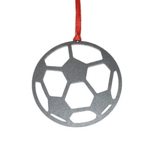 Soccer Ball Metal Ornament, raw steel, keepsake, souvenir - Burke Metal Work