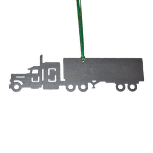 Semi Truck With Trailer Metal Ornament - Burke Metal Work