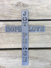 Metal Wall Cross Advent Hope Love Joy Peace - Burke Metal Work
