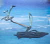 Hydrofoil Board With Ski Boat Metal Ornament Keepsake Souvenir - Burke Metal Work