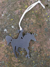 Horse And Lady Rider Ornament, Raw Steel, Metal - Burke Metal Work