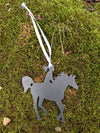 Horse And Lady Rider Ornament, Raw Steel, Metal - Burke Metal Work