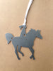 Horse And Lady Rider Ornament, Raw Steel, Metal - Burke Metal Work