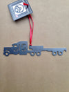 Semi Truck Ornament, Step Deck Trailer, Flat Bed Trailer, Christmas Metal Ornament