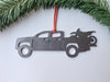 Truck with Dirt Bike in Back Ornament, Metal Christmas Ornament