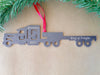 Semi Truck Ornament, Step Deck Trailer, Flat Bed Trailer, Christmas Metal Ornament