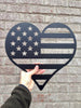 American Flag Heart Shaped Metal Wall Art