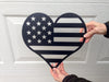 American Flag Heart Shaped Metal Wall Art