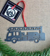 Fire Truck Ornament, First Responder, Personalized Gift, Metal Christmas Ornament