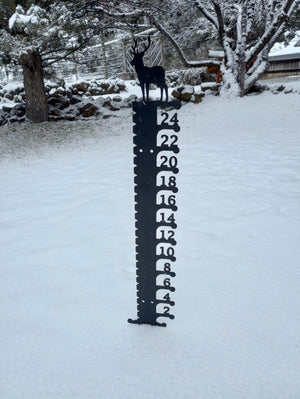 Snow Gauge, 12'', 24'', 36'', Metal Snow Ruler, Rounded Edges, Snowman, Snowflake, Snowmobile, Buck, Horse, Thick Steel