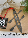 Kayak Ornament, Personalized Gift, Christmas Ornament, Metal