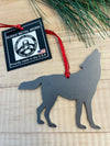 Wolf Christmas Ornament, Grey Wolf, Personalized Gifts, Rustic Metal Tree Ornament