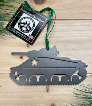 Army Tank Christmas Ornament, Military Gifts, Personalized Gifts, Rustic Metal Tree Ornament